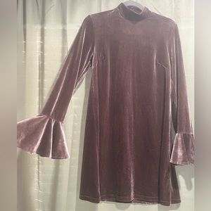 Chocolate brown velvet long sleeve dress